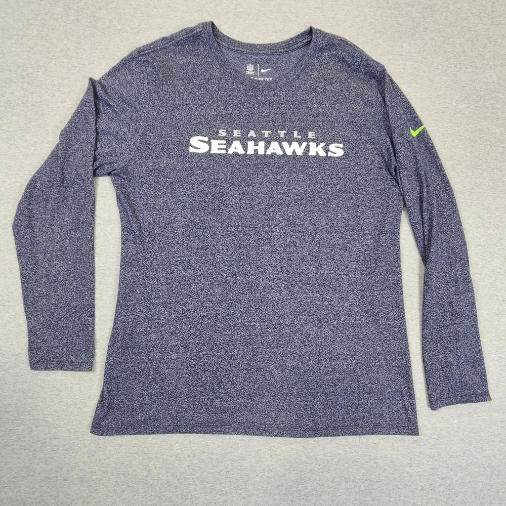 Nike Seattle Seahawks Long Sleeve Shirt Mens XL Heather Blue NFL Athletic Tee